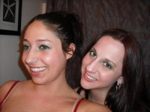 Jill and Amanda model St. Patty's Day eye makeup.