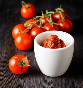 Ripe tomatoes and tomato paste