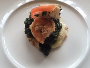 shrimp kabob with saag thali