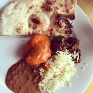 naan lentils chicken tikka masala goat rice thali