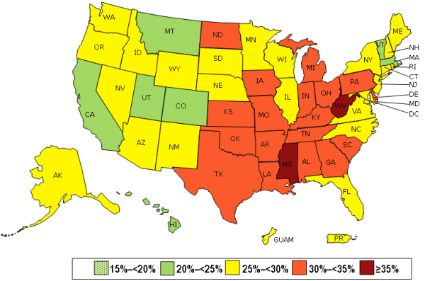 2013 US obesity prevalence 