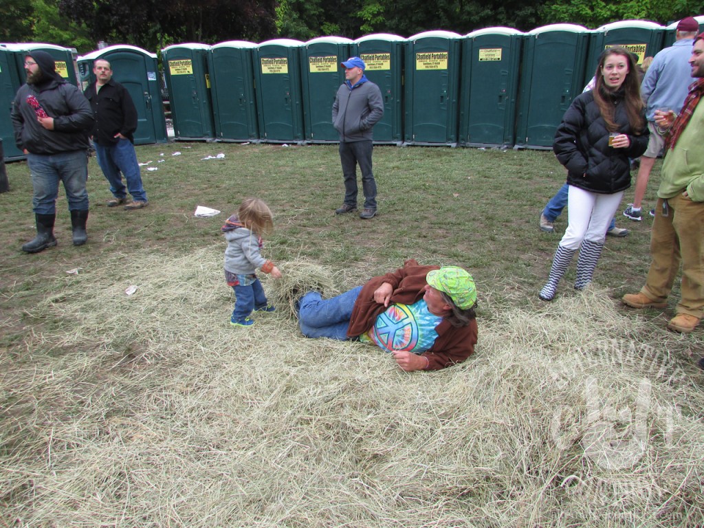 Fortunately there were no lengthy port-o-potty lines at this fest, however there was a dangerous hay monster attacking hippies who tried to use them